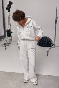 Спортивний костюм вільного фасону з написами - світло-сірий цвет, M (є розміри)