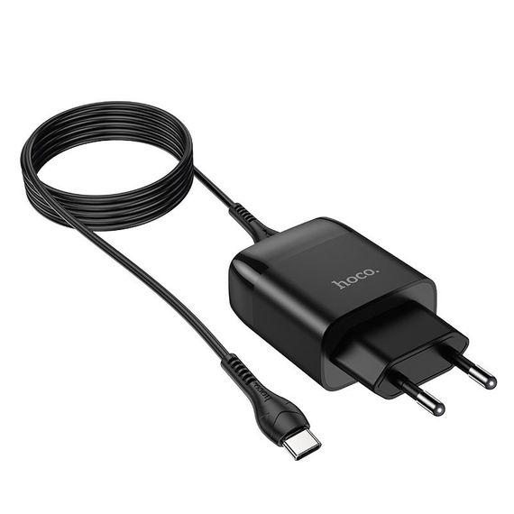 МЗП Hoco C72Q Glorious QC3.0 18W (1USB-A) + кабель USB to Type-C Чорний | Зображення 2
