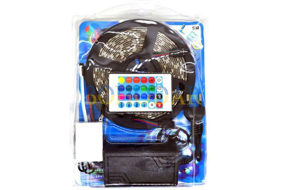 Комплект світлодіодна стрічка лента LEDSTRIP LED 5050 5 метрів RGB SMD різнокольорова +Блок живлення +Контролер +Пульт Польща! | Зображення 1