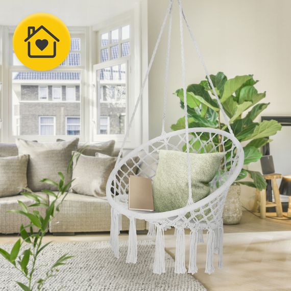 Крісло-гойдалка 4FIZJO Boho Dream 80 см підвісна, плетена Grey (P-5905973404525) | Зображення 1