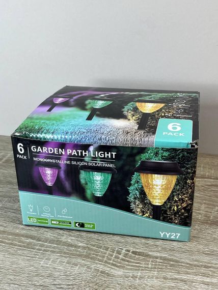 Садовые светильники на солнечной батарее Garden Path Light RGB 6 шт водонепроницаемые LED фонарики для дорожек и сада Черный | Зображення 8