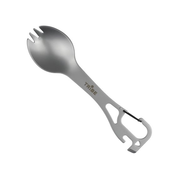 Ловилка Tribe Multi Spork сталева, туристична ложка-виделка трайб з карабіном та відкривачкою для походу