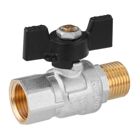 Кран кульовий Kroner 1/2" ВЗ PN40 метелик, нікельований (CV033207) | Зображення 2