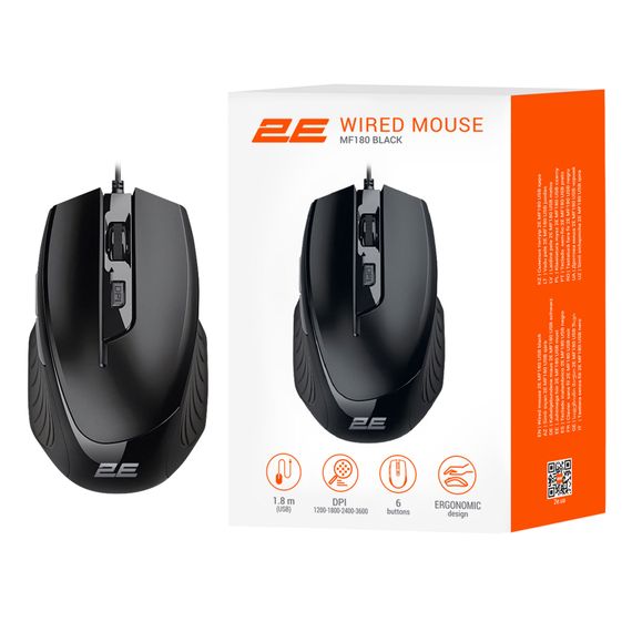 Мишка 2E MF180 USB Black (2E-MF180UB) | Зображення 3