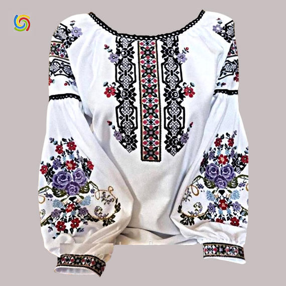 Рубашка Украинская вышиванка  31918 цвет белый размер M/L