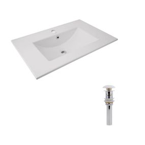 Комплект Albatross: Раковина врізна меблева 720x460x180 мм, White, прямокутна + Донний клапан Pop-up PU02O
