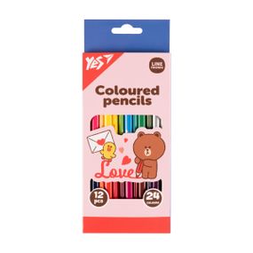 Набір кольорових олівців YES Line Friends Choco love 290746 24 кольори 12 шт