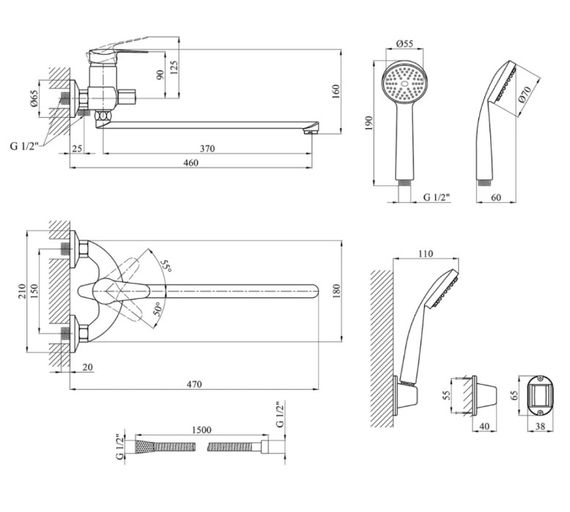 Змішувач для ванни Agua Sevilla-C072 (CV018623) | Зображення 1