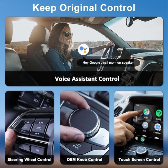 Бездротовий адаптер для штатного Android Auto для Android 11 12 13 14, перетворення провідного з Bluetooth Wi-Fi USB | Зображення 5