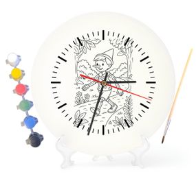 Дитячий набір для творчості годинник-розмальовка Пригоди Піноккіо (за мотивами романа Карло Коллоді) 30 см (Г0011)