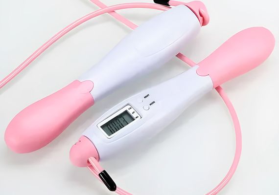 Швидкісна скакалка з лічильником EasyFit білий-рожевий (EF-1916-WP) | Зображення 1