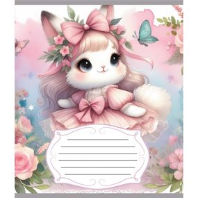 Зошит учнівський "Зайка" 012-590522C-4 в косу лінію, 12 аркушів