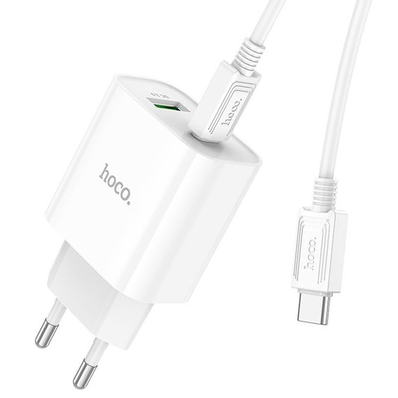 СЗУ Hoco C80A Plus Rapido PD20W+QC3.0 (1USB-A/1C) + кабель Type-C to Type-C White | Зображення 3