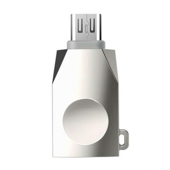Перехідник адаптер Hoco UA10 MicroUSB на USB OTG Pearl Nickel | Зображення 1