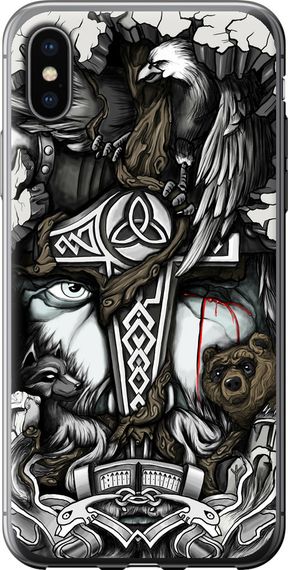 Чехол на iPhone XS Тату Викинг "4098u-1583-17620"