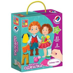 Детская игра "Магнитная Одевалка Оливер и Мия" VT3702-12, 2 куклы, 31 магнитный элемент