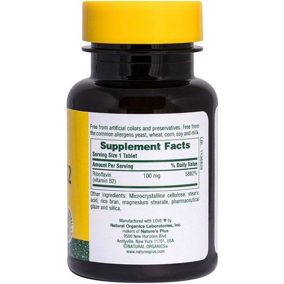 Рибофлавин Nature's Plus Vitamin B2 100 mg 90 Tabs NTP1630 | Зображення 1