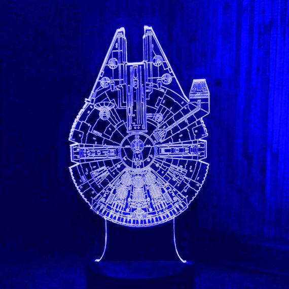 Акриловий світильник-нічник Тисячолітній Сокіл (Millennium Falcon) синій tty-n000722