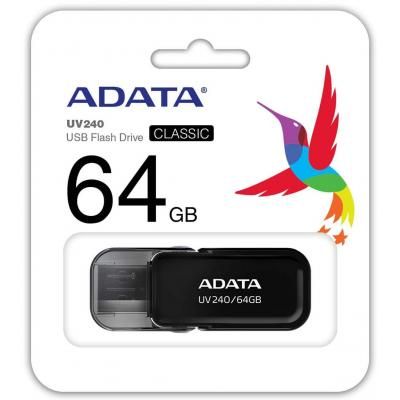 USB флеш накопичувач ADATA 64GB UV240 Black USB 2.0 (AUV240-64G-RBK) | Зображення 2