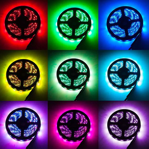 Светодиодная Led лента 5 м, 5050 RGB с блоком и пультом управления / Многоцветная лента для подсветки комнаты | Зображення 1