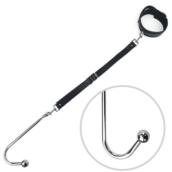 Анальный крюк 2 с ошейником из натуральной кожи Art of Sex - Anal hook, Черный sexstyle
