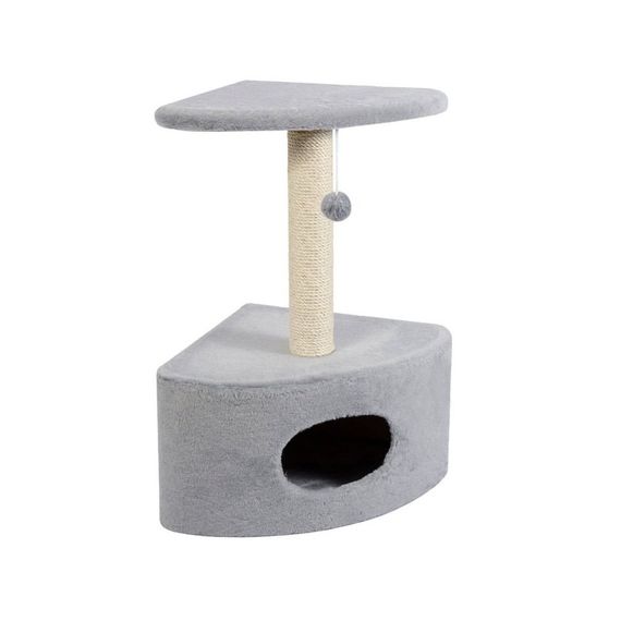 Дряпка Природа Д11у для котів кутова з будкою сіра 39x39x65 см