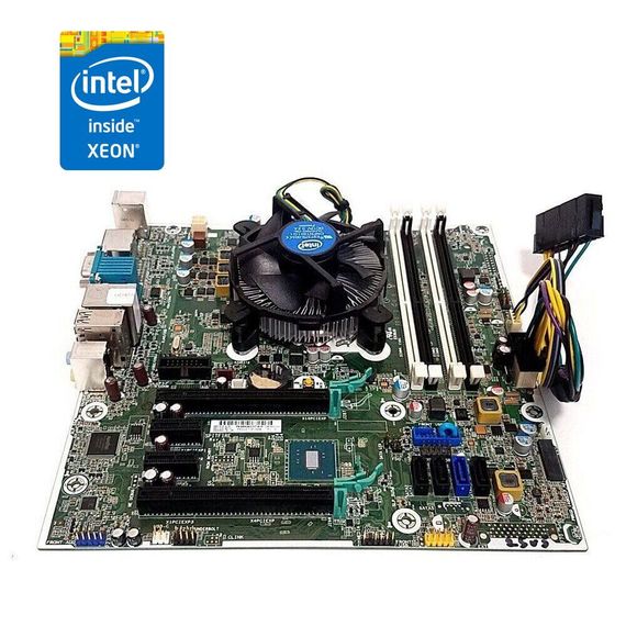 Комплект: Материнская плата HP Z240 SFF / Socket LGA1151 + Intel Xeon E3-1225 v5 (4 ядра по 3.3 - 3.7 GHz) (аналог i5-6500) + кулер Intel E97379-003 + переходник для БП-МП б/у