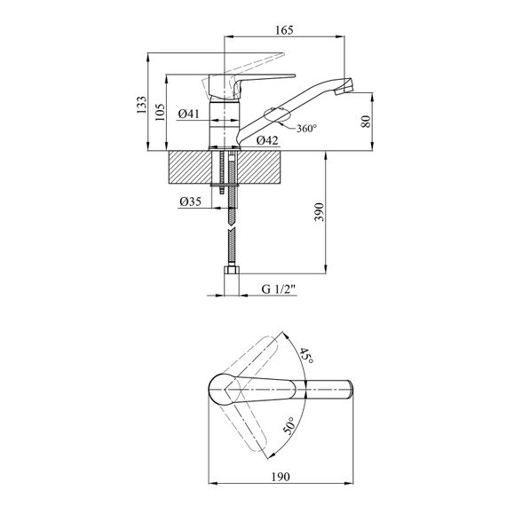 Змішувач для раковини Kroner KRM Elbe - C012 (CV023576) | Зображення 1