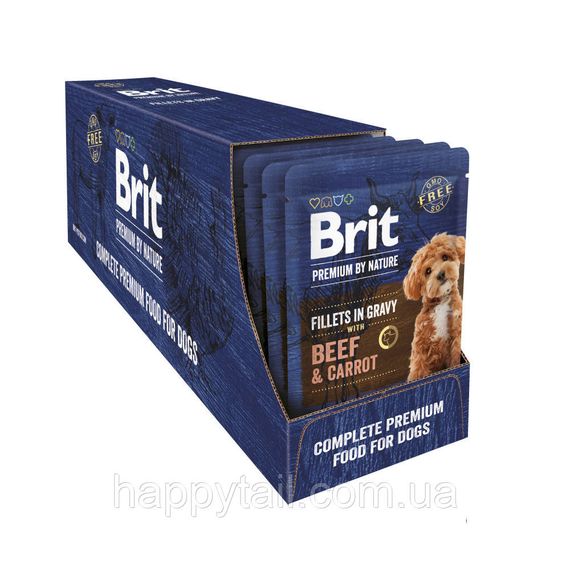 Вологий корм Brit Premium Fillets in Gravy для собак малих порід філе яловичини з морквою пауч 85 г | Зображення 2