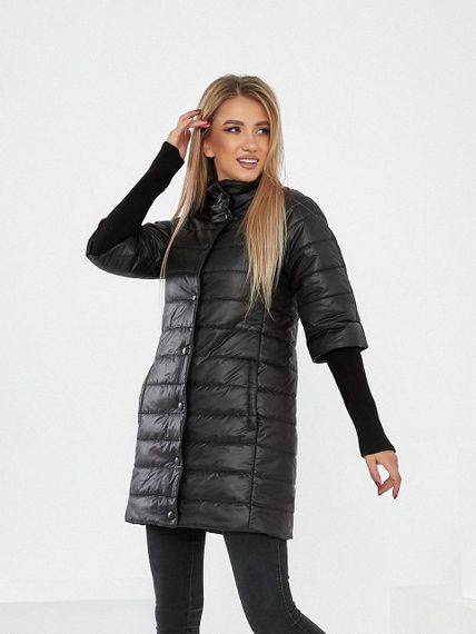 Довга куртка з відстібним рукавом, арт.205/2, чорний