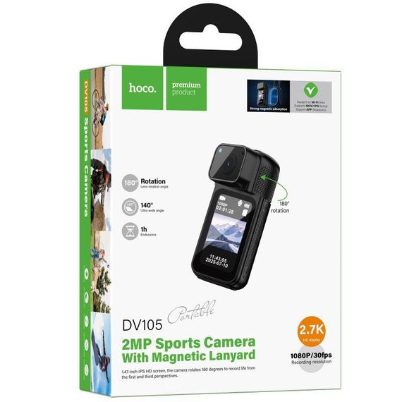 Екшн-камера Hoco DV105 1080P sports camera Black | Зображення 1
