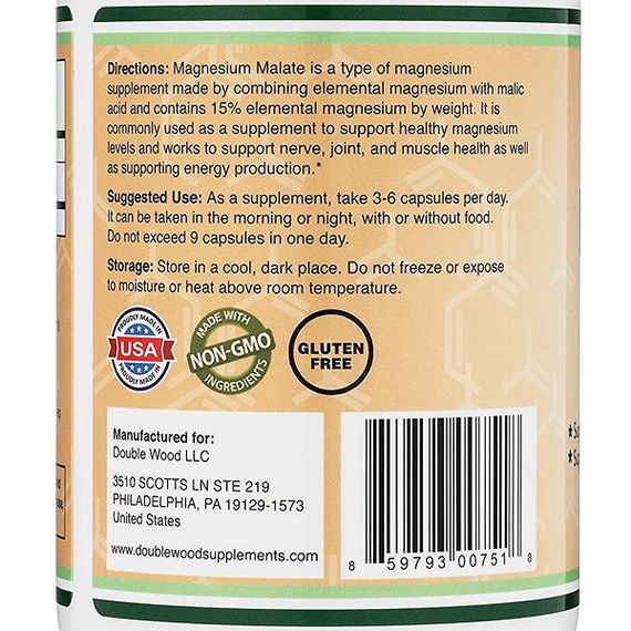 Микроэлемент Магний Double Wood Magnesium Malate 500 mg 420 Caps | Зображення 2