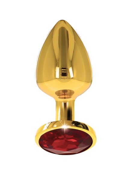 Анальний корок металевий золотистий L Butt Plug With Diamond Jewel Taboom | Зображення 1