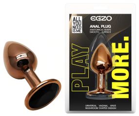 Анальная пробка с кристаллом EGZO - Dark Gold Round Plug Black, size S sexstyle