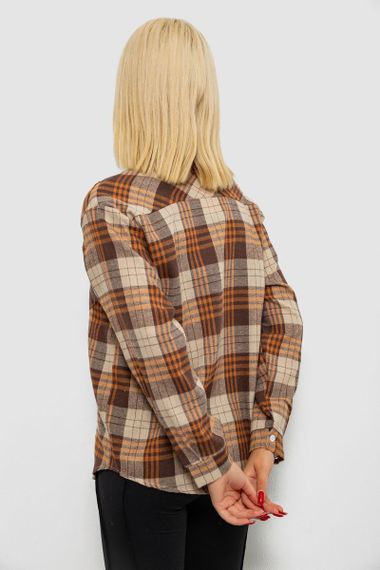 Рубашка женская в клетку, цвет коричневый, 244R1070-2 | Зображення 4