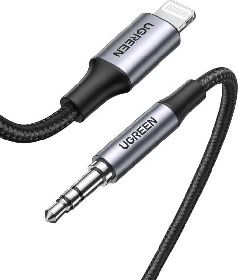 Ugreen Lightning to 3.5 mm кабель для навушників 1 м, сертифікація MFi, нейлонова оплетка