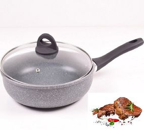 Сковорода алюминиевая Benson BN-493 с крышкой 28см мраморное покрытие