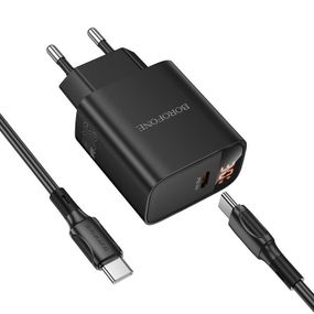 МЗП Borofone BA97A PD30W (1USB-C) + кабель Type-C to Type-C Black