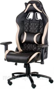 Геймерське крісло ЕxtrеmеRacе black-cream без підніжки, поперековим валиком, підголівником