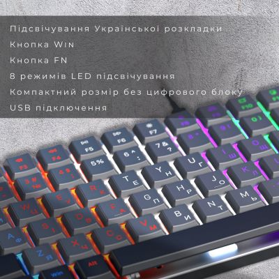 Клавиатура GamePro MK140R Red Swich Low Profile USB Dark Gray (MK140R) | Зображення 3