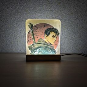 Світильник нічник з надрукованою картинкою Ґатс Берсерк Чорний мечник acr-uf000035