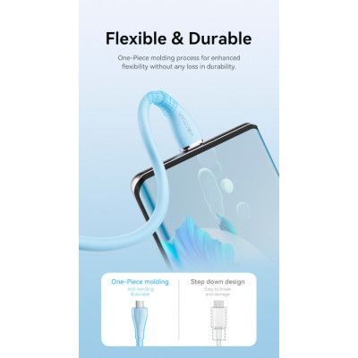 Дата кабель USB-C to USB-C 2.0m USB2.0 100W (20V/5A) Light Blue Silicone Vention (TAWSH) | Зображення 2