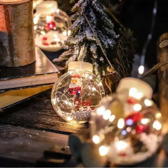 Гірлянда завіса штора Кулі з наповненням Дід Мороз, 3м, 10 куль LED USB | Зображення 2