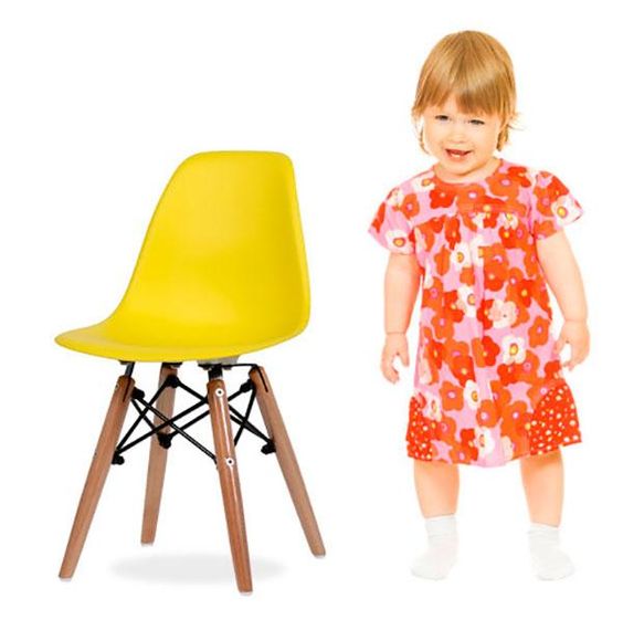 Стул детский Тауэр Вaby Eames DSW kids пластиковый желтый, ножки дерево бук