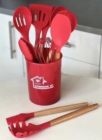 Набір кухонних предметів Silicone kitchen utensils set 12 предметів Червоний