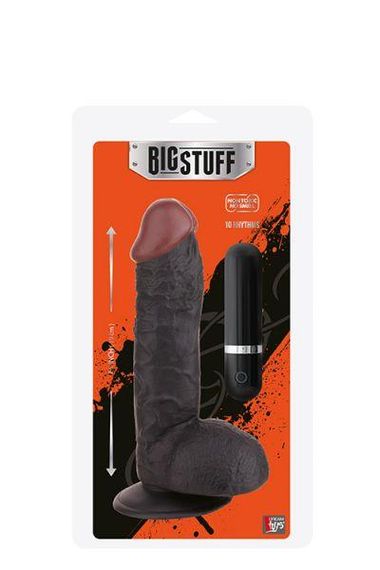 Вібратор на присосці Dream toys BigStuff з пультом, реалістичний, чорний sexstyle | Зображення 1