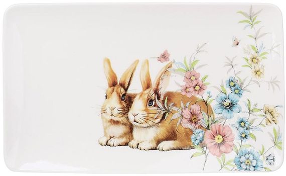 Набір 6 фарфорових тарілок Happy Rabbit 26х16см, прямокутні