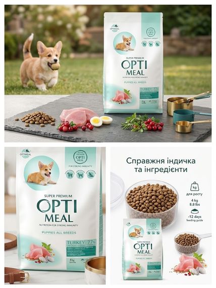 Сухой корм для щенков Optimeal Puppy All Breeds Turkey (с индейкой) | Зображення 4