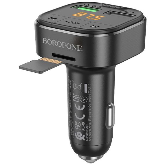 АЗУ FM модулятор Borofone BC43 Flash 18W+QC3.0 (2USB-A) Black | Зображення 2