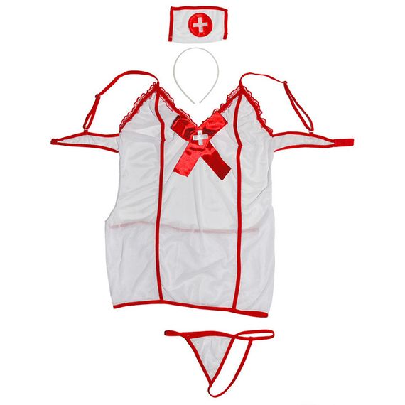 Прозрачный игровой костюм "Медсестра" - S/M - Белый – Ролевые костюмы | Зображення 4